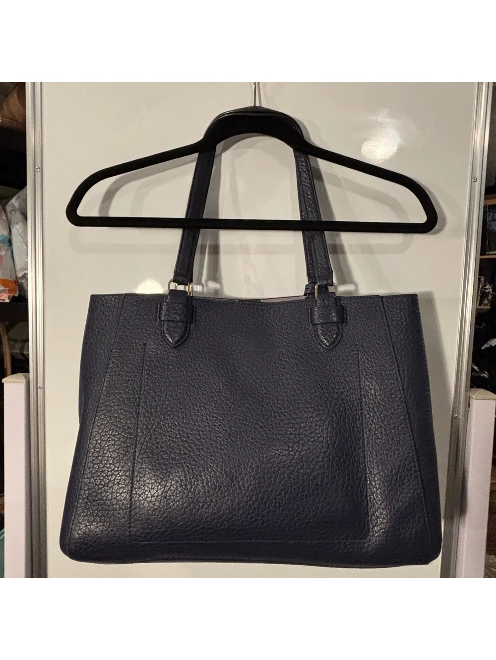 Kate Spade New York Navy Blue Pebbled Leather Tote Bag